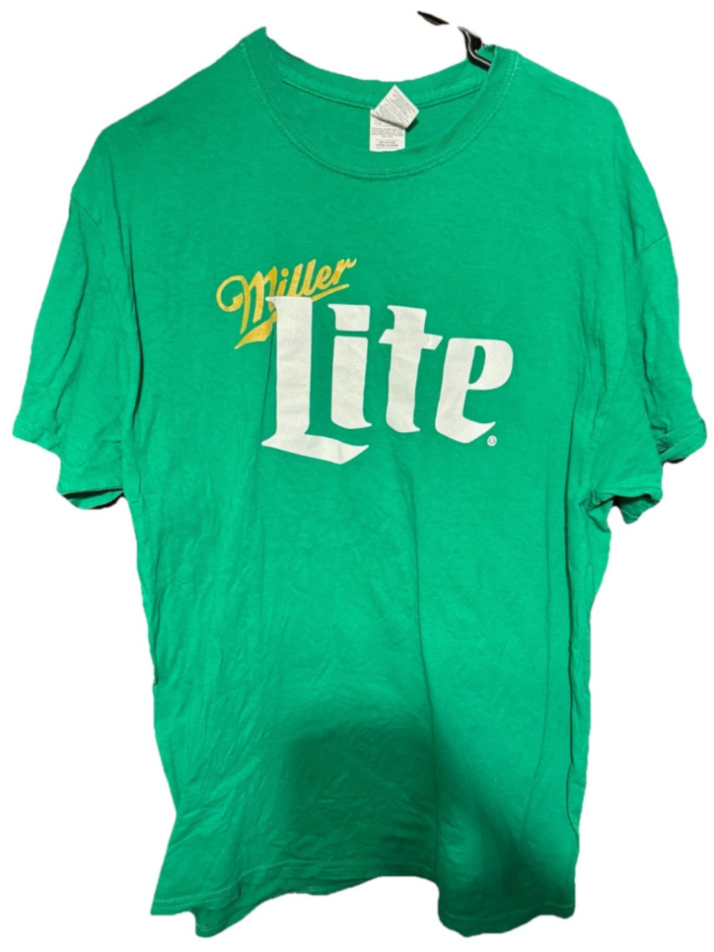 Miller Lite Beer Green Vintage Logo Tee Shirt Men Sz L